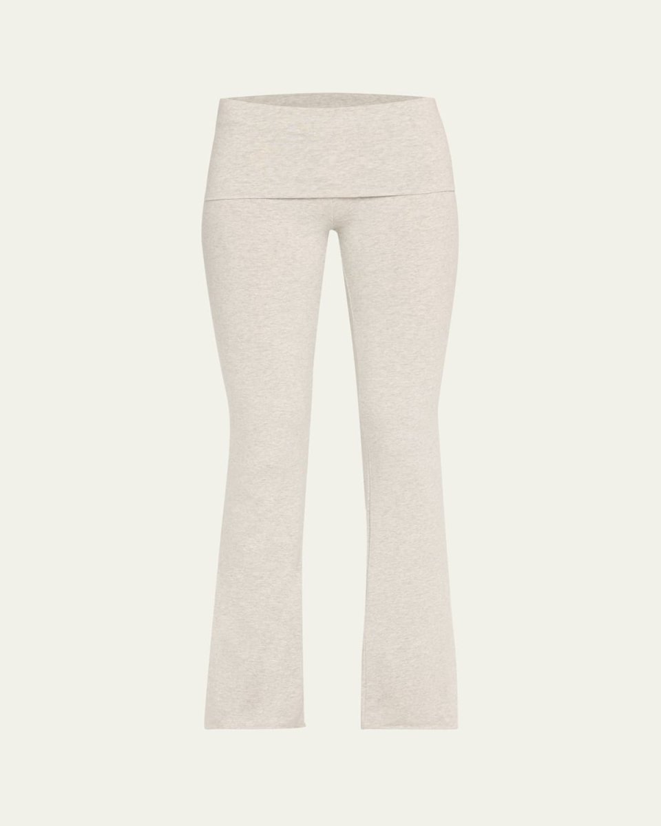 Cotton Jersey Foldover Flare-Leg Pants